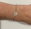 Gold Pearl Clover Beaded Bracelet