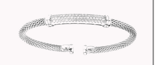 Slip on Mesh Bangle with Pave Bar