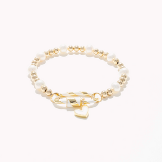 Bracelets en perles d'or et de perles avec mousqueton et cœur