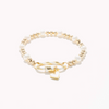 Carabiner Heart Gold & Pearl Beaded Bracelets