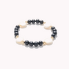 Black Onyx Large Pearl and Gold Beaded Bracelet