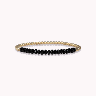 Bracelet en perles de spinelle noire remplie d'or 14 carats de 3 mm