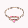 Dark Pink Heart & Carabiner Beaded Bracelet