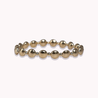 Flat Gold Bead with 3mm Gold Beaded Bracelet