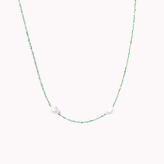 Green Gemstone & Pearl Necklace