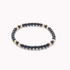 Black Onyx Gold Pattern Beaded Bracelet