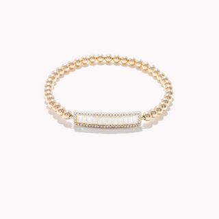 Bracelet perlé rempli d’or avec barre baguette en or