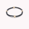 Bracelet élégant en onyx noir et perles d’or