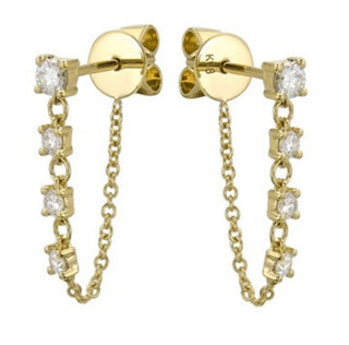 Boucles d'oreilles chaîne à quatre diamants