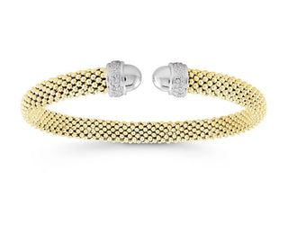 Gold Mesh Bangle with Silver Tips
