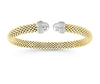 Gold Mesh Bangle with Silver Tips