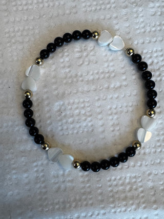 Pretty Pearl Hearts Beaded Bracelet