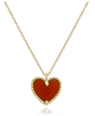 Beaded Red Chalcedony Heart Necklace