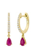 Diamond Huggie Pink Sapphire Drop Earrings