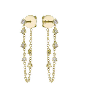 Diamond Chain Stud Earrings