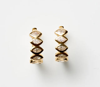 Mini Marquise Diamond Hoops