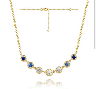 Blue Sapphire Graduating Bezel Necklace
