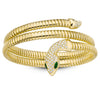 Serpent Double Wrap Bangle with Green Eyes