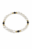 Fresh Water Pearl Mat Black Onyx And Gold Beaded Bracelet