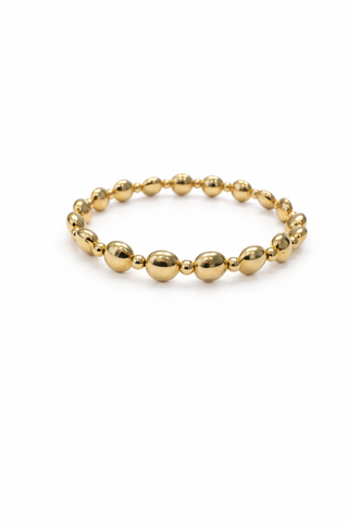 Flat Gold Bead with 3mm Gold Beaded Bracelet