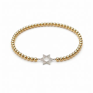 Silver Star of David w/ Gold Beads