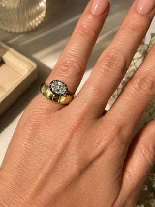 The Noir Oval Diamond  Pinky Ring