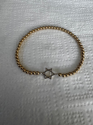 Silver Star of David w/ Gold Beads