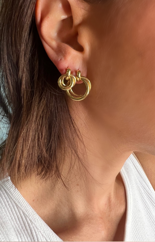 Medium Double Circle Hoop Studs