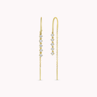 Gold and Diamond Hook Chain Earrings
