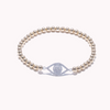 Gold Filled Beaded Bracelet w/ Silver Evil Eye