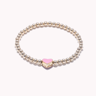 Gold Beaded Bracelet with Small Heart