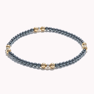 Hematite Beaded Bracelet with gold and silver Beads