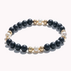 Black Onyx, Pearl and Gold Beaded Bracelet