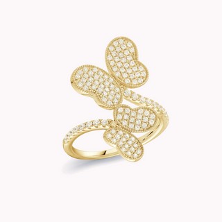 18k Gold Vermeil Double Butterfly with Cubic Zirconias