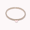 Bracelet de perles en forme de cœur en émail original rempli d'or 14 carats de 3 mm