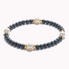 Mat Black Onyx with Pearl and Gold Beaded Bracelets
