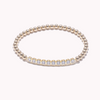 Circle Bezel Cubic Zirconia Bar Beaded Bracelet