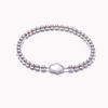 Silver Pearl Hamsa Bracelet