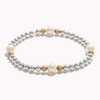 Bracelet perlé en argent sterling avec perles de perles et de poussière d’or