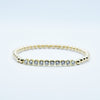 Circle Bezel Cubic Zirconia Bar Beaded Bracelet