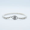 Sterling Silver Cubic Zirconia Evil Eye Beaded Bracelet