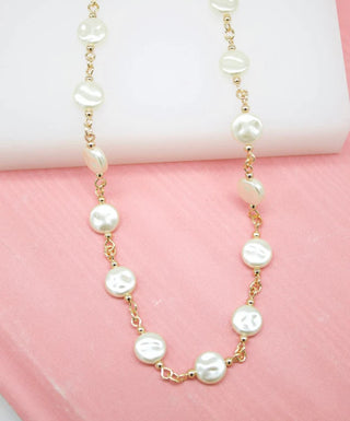 Flat Disc Pearl Necklace