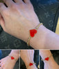 Bracelet perlé coeur en émail rouge