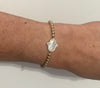 Gold Pearl Hamsa with Cubic Zirconia Beaded Bracelet