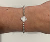 Sterling Silver Pearl Clover Beaded Bracelet