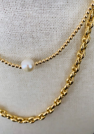 3mm 14k Gold Filled Beaded Choker with Pearl
