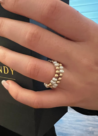 Single Pearl Gold Beaded Ring