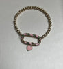 Light Pink Heart & Carabiner Beaded Bracelet