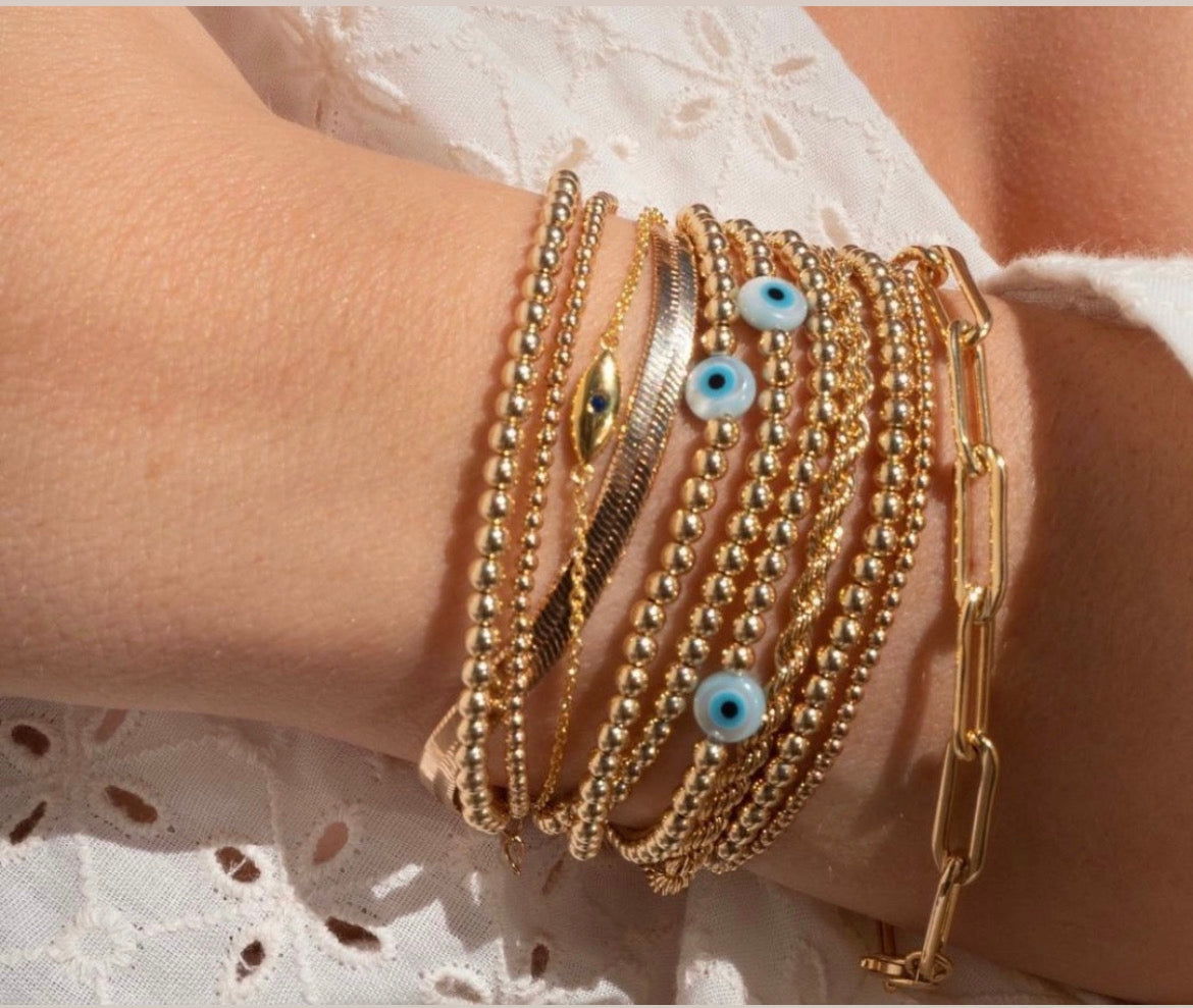 Evil Eye Gold Beaded Bracelet – Sunhoney®, 53% OFF